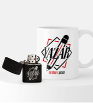 BK Gift Kişiye Özel Yazar Temalı Çakmak ve Kupa Hediye Seti - 3