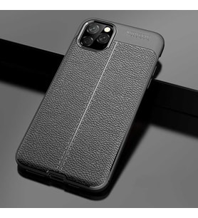 Apple iPhone 11 Pro Kılıf Zore Niss Deri Desenli Silikon Kılıf (Siyah)