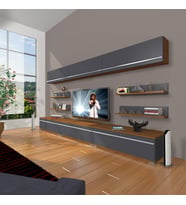Decoraktiv Eko 8y Mdf Tv Ünitesi Tv Sehpası (Antrasit - Ceviz)