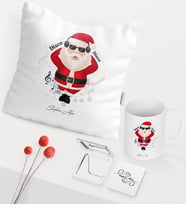 BK Gift Kişiye Özel Yılbaşı Noel Baba Temalı Beyaz Kupa Ayna Yastık Seti - 1