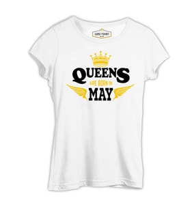 Burç - Queens Born in May Beyaz Kadın Tshirt
