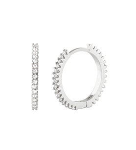 Afrodit Silver 16 MM Taşlı Halka Gümüş Küpe
