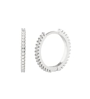 Afrodit Silver 16 MM Taşlı Halka Gümüş Küpe