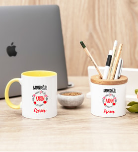 Bayan Değil Kadın Sarı Kupa Bardak Ve Kalemlik Hediye Seti
