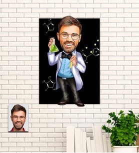 Kişiye Özel Kimya Öğretmeni Karikatür Ahşap Tablo