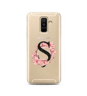 Pembe Çiçekli Harf Tasarım Süper Şeffaf Silikon Telefon Kılıfı Samsung A6 Plus Ş