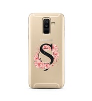 Pembe Çiçekli Harf Tasarım Süper Şeffaf Silikon Telefon Kılıfı Samsung A6 Plus Ş