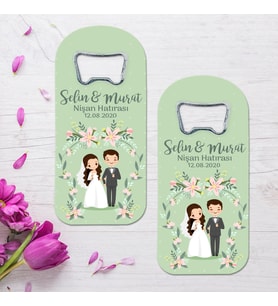 Animasyon Gelin Damat 2  Nikah Hatırası Temalı Uzun (dik ) Açacak Magnet