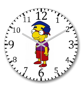 Milhouse Van Houten Duvar Saati Bombeli Gercek Cam