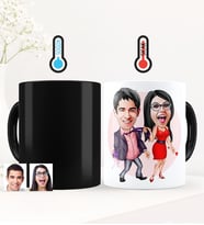 BK Gift Kişiye Özel Sevgililer Karikatürlü Sihirli Kupa Bardak - 4
