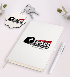 BK Gift Kişiye Özel Özel Eğitim Öğretmeni Beyaz Defter Kalem ve Anahtarlık Hediye Seti-1 (Model 1)