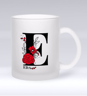 BK Gift Kişiye Özel Harf Buzlu Cam Kupa Bardak-6 (Beyaz)