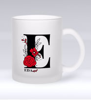 BK Gift Kişiye Özel Harf Buzlu Cam Kupa Bardak-6 (Beyaz)