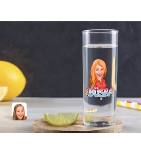 BK Gift Kişiye Özel Renkli Baskılı Kadın Karikatürlü Vodka Bardağı-76 (Beyaz)