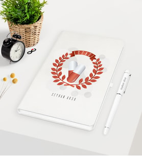 BK Gift Kişiye Özel Eczacı Beyaz Defter Kalem Seti - 9