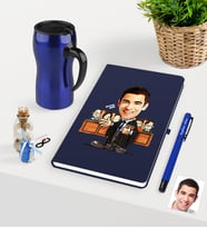 BK Gift Kişiye Özel Bay Avukat Karikatürlü Lacivert Defter Kalem ve Termos Mug Seti - 2 (Model 1)