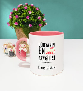 Sevgili Tasarımlı Kişiye Özel Sevgililer Günü Hediyesi Kupa Bardak Pembe