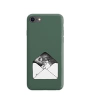 Iphone 8 Mektup Tasarımlı Koyu Yeşil Lansman Telefon Kılıfı