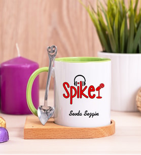 Spiker Ahşap Altlıklı Yeşil Kupa Bardak