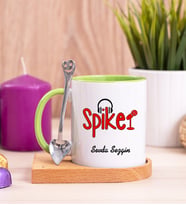 Spiker Ahşap Altlıklı Yeşil Kupa Bardak