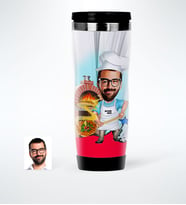 BK Gift Kişiye Özel Bay Kebapçı Ustası Karikatürlü Çelik Termos Bardak  1