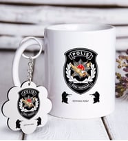 BK Gift Kişiye Özel Mesleki Polis Özel Harekat Beyaz Kupa ve Anahtarlık Hediye Seti (Model 1)