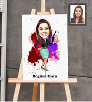 Kişiye Özel Öğretmen Karikatürlü  Ahşap Tablo 30x47 Bayan-8