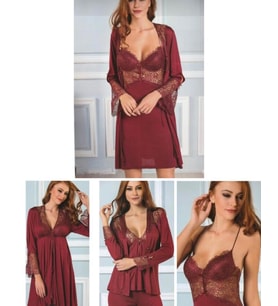 Pierre Cardin 5625 Bordo  Penye 6 Lı Bayan Çeyiz Seti
