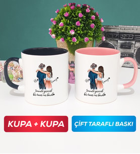İkili Sevgiliye Hediye Bir Ömür Sevgililer Günü Hediyesi Kupa Bardak Siyah Pembe