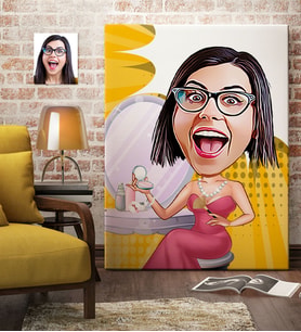 BK Gift Kişiye Özel Bayan Karikatür Kanvas Tablo 70x100cm 10