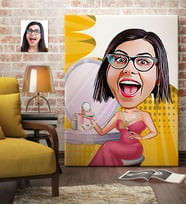BK Gift Kişiye Özel Bayan Karikatür Kanvas Tablo 70x100cm 10