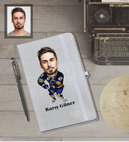 Kişiye Özel Sporcu Karikatürlü Gri Defter Kalem Hediye Seti  Bay-6