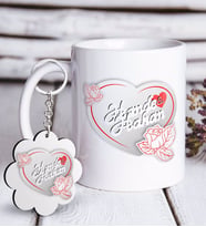BK Gift Kişiye Özel Sevgililer Günü Beyaz Kupa ve Anahtarlık Hediye Seti-19 (Model 1)