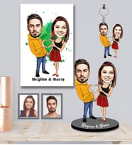 Kişiye Özel Sevgili Karikatürlü 3 lü Hediye Seti Model 7