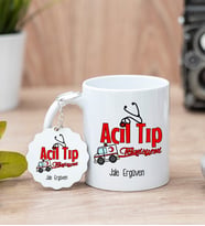 Acil Tıp Teknisyeni Beyaz Kupa Bardak Ve Anahtarlık Set