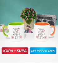 İkili Sen Başıma Gelen En Güzel Şeysin Sevgililer Günü Hediyesi Kupa Bardak Yeşil Turuncu