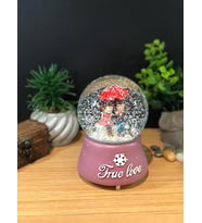 Romantik Sevgili Çift True Love Kendinden Püskürtmeli Büyük Boy Kar Küresi (Mavi)