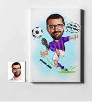 BK Gift Kişiye Özel Futbolcu Bordo Mavi Karikatür Kanvas Tablo 50x70cm 1