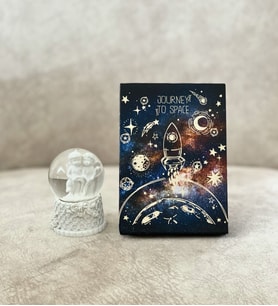 Kişiye Özel 6 Fotoğraflı Space Roket Tasarımlı Mini Albüm Ve Mini Melek Kar Küresi Set