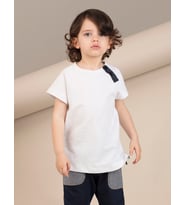 Pat Detaylı Erkek Çocuk Beyaz T-Shirt