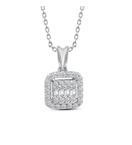 0.25 Ct Modern Tasarım Baget Kare Tektaş Kolye