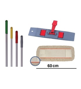 Safell Nemli Mop - Mop Aparatı - Plastik Sap - 60cm