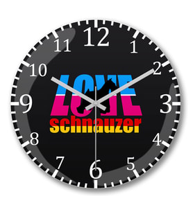 Love Schnauzer Duvar Saati Bombeli Gercek Cam