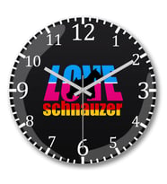 Love Schnauzer Duvar Saati Bombeli Gercek Cam