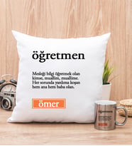Öğretmen Kelime Anlamı Yastık ve Silver Kupa Bardak