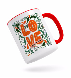 BK Gift Kişiye Özel Love Tasarımlı Kırmızı Kupa Bardak-2