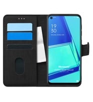 Microsonic Oppo A92 Kılıf Fabric Book Wallet Siyah