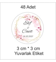 48'li 3 cm*3 cm Yuvarlak, Nişan, Kına, Düğün Etiketi (Yapışkan)