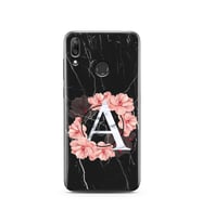 Mermer Çiçekli Harf Tasarım Süper Şeffaf Silikon Telefon Kılıfı Huawei Y7 2019 A