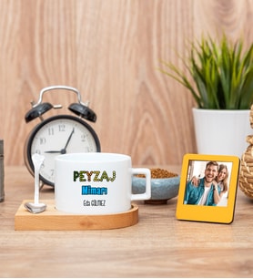 Peyzaj Mimarı Fincan ve Turuncu Mini Fotoğraf Çerçevesi